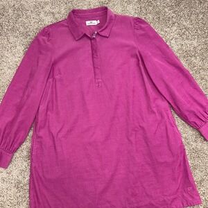 Vineyard Vines Popover Shirt Dress Corduroy Women Size Large Pink Fuchsia CasuaL